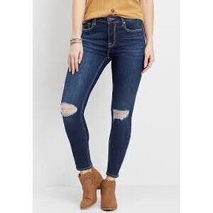 Vigoss Skinny Jeans Women 32X28 Ace Skinny High Rise Distressed Dark Wash Denim